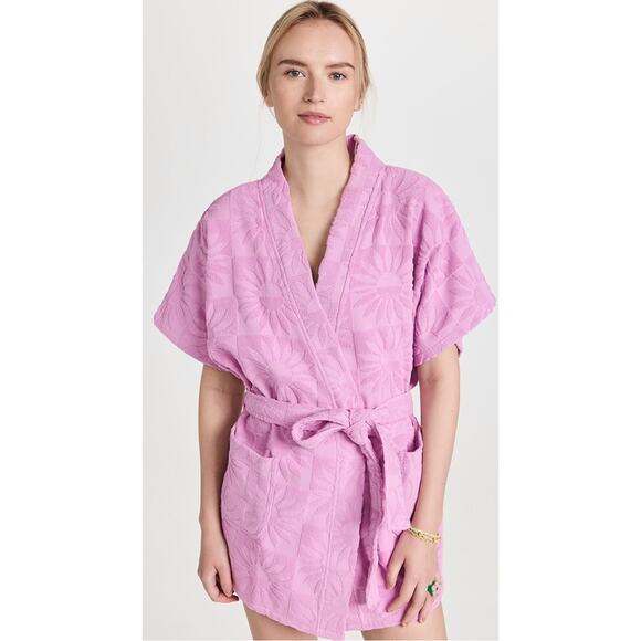 L*Space Soleil Pink Floral Sun terrycloth Robe XS/S - Picture 1 of 9